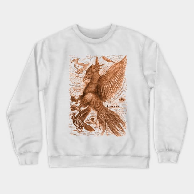 Egertron Puck's Orange Phoenix Anatomy Illustration Crewneck Sweatshirt by Ballyraven